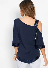 Maglia lunga con paillettes, bonprix