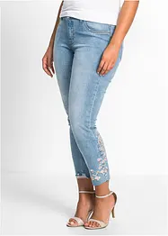 Jeans con ricami a vita media, bonprix