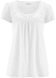 Maglia in cotone con pizzo a maniche corte, bonprix