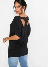 Maglia con pizzo e maniche a pipistrello, bonprix