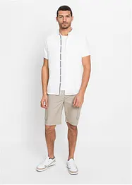 Camicia a maniche corte in lino con colletto alla coreana, bonprix