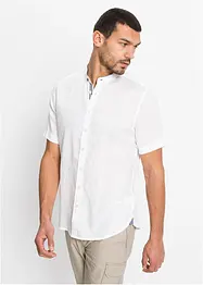 Camicia a maniche corte in lino con colletto alla coreana, bonprix