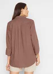 Blusa in misto lino con maniche a 3/4, bonprix