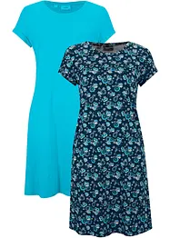 Abito in maglina con spacchi laterali in puro cotone (pacco da 2), bonprix