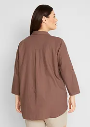 Blusa in misto lino con maniche a 3/4, bonprix