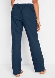 Pantaloni in misto lino con cinta elastica flared, bpc bonprix collection