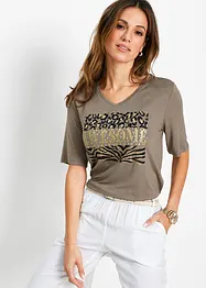 T-shirt con stampa glitterata, bonprix