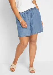 Shorts in denim leggero con lino e cinta comoda, extra larghi, bonprix