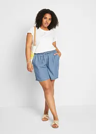 Shorts in denim leggero con lino e cinta comoda, extra larghi, bonprix