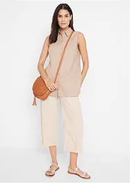Pantaloni culotte cropped in misto lino, bonprix