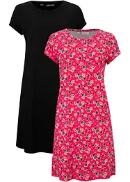 Abito in maglina con spacchi laterali in puro cotone (pacco da 2), bonprix