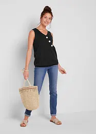 Top in cotone con effetto a portafoglio e elastico, bonprix