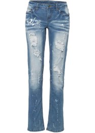 Jeans con zone sdrucite straight, RAINBOW