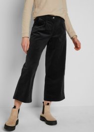 Pantaloni culotte cropped di velluto elasticizzato con cinta comoda a vita alta, bpc bonprix collection