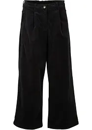 Pantaloni culotte cropped di velluto elasticizzato con cinta comoda, vita alta, bonprix