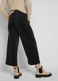 Pantaloni culotte cropped di velluto elasticizzato con cinta comoda, vita alta, bonprix