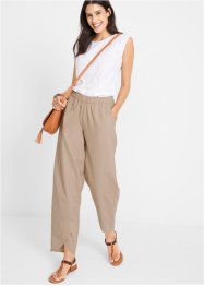 Pantaloni cropped con cinta comoda in misto lino loose fit, bpc bonprix collection