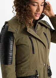 Parka con inserti in similpelle, bonprix