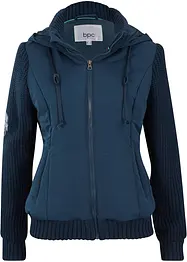 Giacca con maniche in maglia e cappuccio, bonprix
