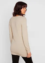 Maglione lungo basic in filato fine con scollo a V, bonprix