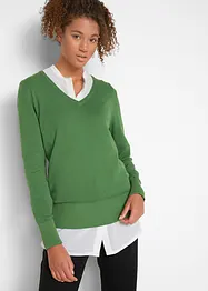 Maglione in filato fine con scollo a V, bonprix