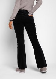 Nero Pantaloni di velluto elasticizzato con pieghe cucite e cinta comoda bootcut Bonprix Donna Abbigliamento Pantaloni e jeans Pantaloni Pantaloni a zampa 