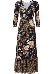 Abito a portafoglio con volant leopardato, BODYFLIRT boutique
