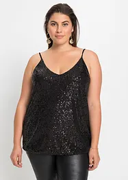 Top in jersey con paillettes, bonprix