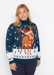 Maglione natalizio in maglia fine a collo alto, bpc bonprix collection