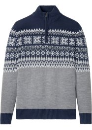 Maglione norvegese con zip allo scollo, bpc bonprix collection