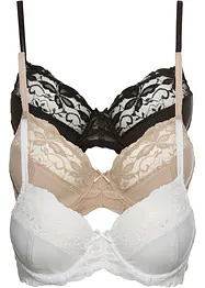 Reggiseno con ferretto (pacco da 3) con poliammide riciclata, bonprix