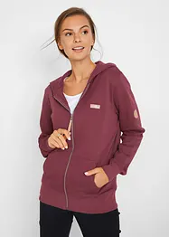 Felpa con zip e cappuccio in puro cotone, bonprix