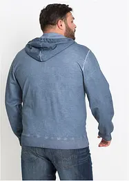 Felpa con zip e cappuccio effetto lavato, bonprix