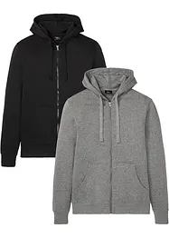 Felpa con zip e cappuccio (pacco da 2), bonprix