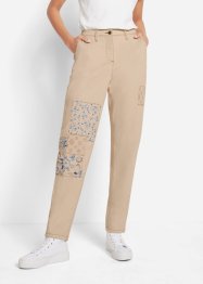 Pantaloni elasticizzati boyfriend con toppe e cinta comoda, bpc bonprix collection