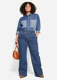 Jeans paperbag elasticizzati a vita alta, wide leg, bonprix