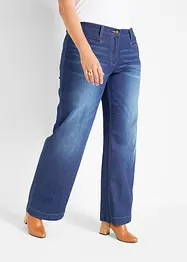 Jeans wide leg, a vita media, bonprix