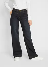 Jeans wide leg, a vita media, bonprix