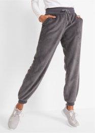Pantaloni da jogging in pile con fascette al fondo, bpc bonprix collection