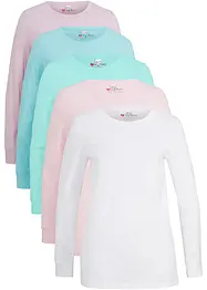 Maglia lunga con scollo rotondo a maniche lunghe  (pacco da 5), bonprix