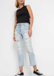 Jeans cropped con zone sdrucite straight, RAINBOW