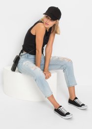 Jeans cropped con zone sdrucite straight, RAINBOW