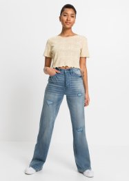 Jeans larghi con zone sdrucite, RAINBOW