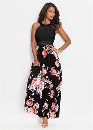 Abito estivo lungo con fantasia floreale e pizzo, BODYFLIRT boutique