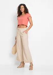 Pantaloni larghi in misto lino, bonprix