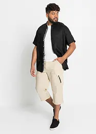 Camicia a maniche corte in lino con colletto alla coreana, bonprix