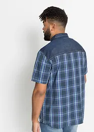 Camicia a maniche corte con inserto denim, bonprix