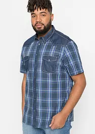 Camicia a maniche corte con inserto denim, bonprix