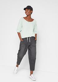 Jeans cropped a palloncino con tasche grandi e cinta comoda, bpc bonprix collection