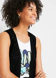 Gilet lungo in maglia traforata, bonprix